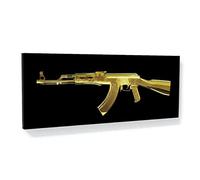 Sense Canvas Ak 47 Gold Canvas Art - Home Decor Wall Art Print Poster Painting Medium 30x12 / 1.5