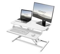 SENSE7 Escritorio Plegable Desk Converter, Escritorio Ajustable en Altura, Soporte para portátil, Capacidad de Carga 13kg, estación de Trabajo de pie, 81x40cm, Mesa con Bandeja para Teclado, White