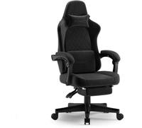 SENSE7 Devon Leathaire Silla Gaming Ergonómico con Reposapiés Soporte Lumbar Negro