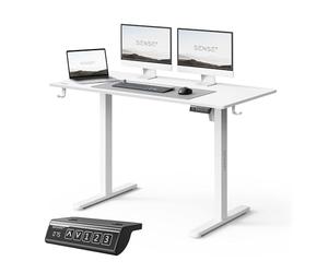 SENSE7 Escritorio Elevable Eléctrico Blanco 120x60 cm con Memoria - Hogar | Altura regulable 72-118 cm, Motor inferior a 55 dB, 3 memorias, Tablero MDF, Estructura de acero, Carga 70 kg