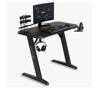 SENSE7 Escritorio Nomad Basic, Mesa de Juegos de 100x50 con Gancho para Auriculares, portavasos, Soporte para Controlador, Superficie de Fibra de Carbono y diseño ergonómico para Juegos de PC