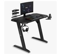 SENSE7 Escritorio Nomad Classic, Mesa de Juegos de 120x50 con Gancho para Auriculares, portavasos, Soporte para Controlador, Superficie de Fibra de Carbono y diseño ergonómico para Juegos de PC