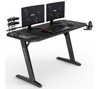 SENSE7 Escritorio Nomad Cybernetic, Mesa de Juegos de 140x60 con Gancho para Auriculares, portavasos, Soporte para Controlador, Superficie de Fibra de Carbono y diseño ergonómico para Juegos de PC
