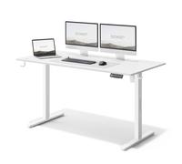SENSE7 Escritorio Ajustable en Altura eléctrico NOJO, Escritorio de pie 140x70, Mesa de PC con Memoria, Escritorio de pie con Bandeja para Cables, con Ganchos, Ajuste de Altura silencioso, White