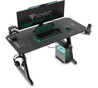 SENSE7 Escritorio Nomad Cybernetic, Mesa de Juegos de 1200x60 con Gancho para Auriculares, portavasos, Soporte para Controlador, Superficie de Fibra de Carbono y diseño ergonómico para Juegos de PC