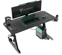 SENSE7 Nomad Cybernetic Mesa Gaming Ergonomicos con Accesorios 140x60 Negra