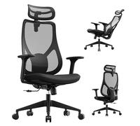 SENSE7 Silla de Escritorio Ergonómica con Soporte Lumbar 150 kg Negra | Malla, Giratoria, Ruedas, Reposabrazos, Para Oficina y Estudio, Uso con Ordenador, Diseño Juvenil