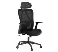 SENSE7 Silla de Escritorio Ergonómica de Malla 150 kg Negra con Ruedas | Soporte Lumbar, Reposabrazos, para Oficina y Estudio, Uso con Ordenador, Diseño Juvenil, para Teletrabajo Diario