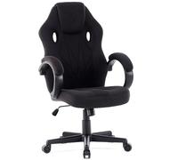 SENSE7 Silla de Juego Prism, sillón ergonómico para Juegos con función de balanceo y reposabrazos Acolchados, Silla de Oficina de Tela hasta 120kg, Gaming Chair Negro