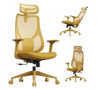 SENSE7 Silla de Oficina Ergonómica Amarilla 150kg con Soporte Lumbar Malla | Reposabrazos, Ruedas Giratorias, Para Despacho y Estudio, Asiento Juvenil, Para Ordenador, Gaming, para Escritorio