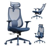 SENSE7 Silla de Oficina Ergonómica Azul 150kg con Soporte Lumbar de Malla | Reposabrazos, Ruedas Giratorias, Para Despacho y Estudio, Asiento Juvenil, Para Ordenador, Gaming, para Escritorio