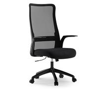 SENSE7 Silla de Oficina ergonómica Juno, Silla de Escritorio con función de balanceo, reposabrazos, Respaldo Transpirable, Silla de Ordenador 130kg, Silla giratoria de Malla, cuida la Espalda, Negro