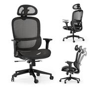 SENSE7 Silla de Oficina Ergonómica Neyo - Silla Giratoria con Reposabrazos Ajustables - Reposacabezas 3D - Malla Transpirable - Teletrabajo y Oficina en Casa - Inclinación 140° - Color Negro