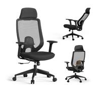 SENSE7 Silla Escritorio Ergonómica para Oficina Cadeira Juvenil Office Chair Ordenador Giratoria Despacho Estudio de Malla con Ruedas Reposabrazos y Soporte Lumbar Soporta hasta 150kg - NAKAI Negro