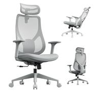 SENSE7 Silla Escritorio Ergonómica para Oficina Cadeira Juvenil Office Chair Ordenador Giratoria Despacho Estudio de Malla con Ruedas Reposabrazos y Soporte Lumbar Soporta hasta 150kg - MOYO Gris