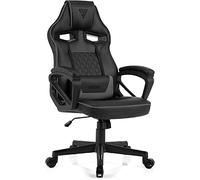 SENSE7 Silla Gaming Knight ergonómica con Cojines lumbares Ajustables, función de balanceo y reposabrazos Acolchados, Silla de Oficina de PU hasta 120kg, Gaming Chair Negro-Gris