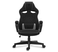 SENSE7 Silla Gaming Knight ergonómica con Cojines lumbares Ajustables, función de balanceo y reposabrazos Acolchados, Silla de Oficina de Tela hasta 120kg, Gaming Chair Negro-Gris