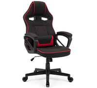 SENSE7 Silla Gaming Knight ergonómica con Cojines lumbares Ajustables, función de balanceo y reposabrazos Acolchados, Silla de Oficina de Tela hasta 120kg, Gaming Chair Negro-Rojo