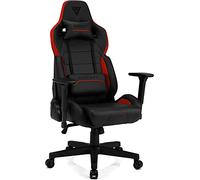 SENSE7 Silla Gaming Sentinel, sillón ergonómico con Cojines lumbares Ajustables, ángulo de inclinación y función de balanceo, Silla de Oficina de Cuero PU para 150kg, Negro-Rojo