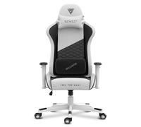 SENSE7 Silla Gaming Spellcaster Edición Senshi, ergonómica con Cojines lumbares Ajustables, ángulo de inclinación y función de balanceo, Silla de Gaming de PU para 150kg, Gaming Chair Blanco