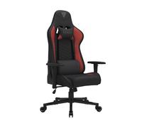SENSE7 Silla Gaming Spellcaster, sillón ergonómico con Cojines lumbares Ajustables, ángulo de inclinación y función de balanceo, Silla de Oficina de Tela para 150kg, Gaming Chair Negro-Rojo