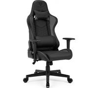 SENSE7 Silla Gaming Spellcaster, sillón ergonómico con Cojines lumbares Ajustables y ángulo de inclinación, función de balanceo, Silla de Oficina de Cuero PU para 150kg, Gaming Chair Negro-Gris