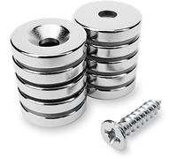 Sensei 10 piezas Imán de neodimio redondo 15x3 mm, con agujero para tornillo, 2,4 kg de fuerza de atracción + 10 tornillos incluidos