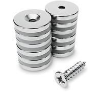 Sensei 12 piezas Imán de neodimio redondo 20x3 mm, con agujero para tornillo, 4,5 kg de fuerza de atracción + 12 tornillos incluidos