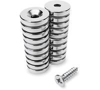 Sensei 20 piezas Imán de neodimio redondo 15x3 mm, con agujero para tornillo, 2,4 kg de fuerza de atracción + 20 tornillos incluidos