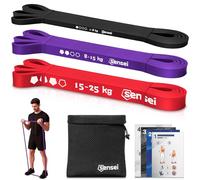 SENSEI Gomas Elásticas Musculación (1-25 kg) - Bandas de Resistencia para Dominadas y Fitness - Incluye Bolsa y E-Book - Set de 3