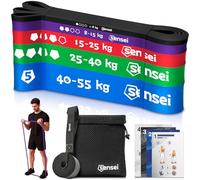 SENSEI Resistance Bands (1-55 kg) - Gomas Elásticas Musculación para Entrenamiento Pesado - Incluye Bolsa y E-Book - Set de 5 con Anclaje de Puerta