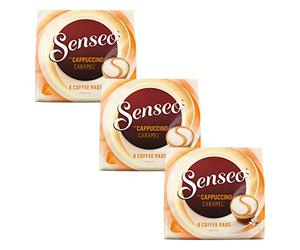 Senseo Cappuccino Caramel/Karamell - Juego de 3 monodosis de café, Sabor a Caramelo, 8 cápsulas Cada una