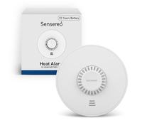 Sensereo Alarma de calor independiente de 10 años, detector de calor para hogares y oficina, batería sellada de 10 años con paquete de instalación incluido, cumple con la norma BS 5446-2:2003