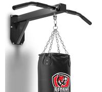 Senshi Japan Soporte de pared para saco de boxeo con barra de dominadas, diseño de una pieza que soporta hasta 500 KG, colgador de saco de boxeo para exteriores y gimnasios de boxeo