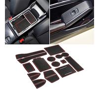 SENSHINE Accesorios para Honda Civic 2022 2023 2024, Antideslizante, Antipolvo, portavasos, Inserto de Consola Central, Forro de Palanca de Cambios, tapetes para Puerta, Juego de 17 Piezas (Borde