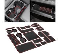 SENSHINE Accesorios para Honda CR-V CRV 2023, 2024, 2025, portavasos para Consola Central, Forro de Puerta, Antideslizante, Antipolvo, Interior Personalizado, Juego de 18 Piezas (Borde Rojo)