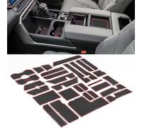 SENSHINE Forro Personalizado para Accesorios Toyota Tundra 2022 2023 2024, Insertos para portavasos, Consola Central, Forro de Bolsillo para Puerta, 30 Piezas (Borde Rojo)