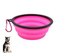 Senshuomy Tazón de agua plegable de viaje para perros, cuenco portátil de silicona para alimentos con mosquetón mejorado, borde moldeado de una sola pieza que no se cae ni se agrieta (1 unidad/rosa)