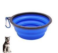 Senshuomy Tazón de agua plegable de viaje para perros, cuenco portátil de silicona para alimentos con mosquetón mejorado, borde moldeado de una sola pieza que no se cae ni se agrieta (1 unidad/azul)