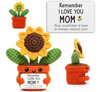 Sensi Blue Regalo para el día de la madre para mamá de hija, hijo, niños, regalos divertidos con texto en inglés "I Love You Mom", regalos de girasol de ganchillo, cumpleaños para nueva madrastra