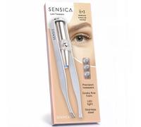 Sensica Pinzas de Depilar con Luz LED Profesionales - Pinzas de Precisión Punta Oblicua en Acero Inoxidable, Pinzas Luminosas para Cejas y Vello Encarnado, Regalo Original Mujer
