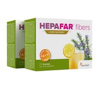 Sensilab Hepafar Fibers - Detox y Digestión - Zumo de Limón, Fibra Soluble, Achicoria, Romero - Bebida Refrescante Natural Alta en Fibra - Complejo Hepático - 30 Sobres para 30 Días