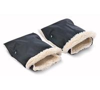SENSILLO Manguito/Guante impermeable para cochecito - Calor y protección para las manos - Imitación de piel de oveja - Manopla para una o dos manos - Stabilité grâce aux boutons-pression - Negro