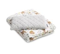 SENSILLO - Ropa de Cama Infantil - Manta 95x75cm y Almohada 35x25cm - algodón y Felpa - para Cuna o Cochecito - Desde el Nacimiento - Ropa de Cama - Una Aventura en el Bosque