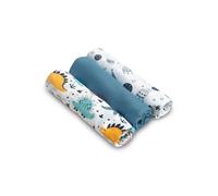 SENSILLO - Set de Pañales de Muselina - Pañales Cuadrados de Muselina - Pañales para Bebé, Niño y Niña - Set de 3 - Sacs à Nanger Bébé Remboursement - Couches Coton - 70x80 cm - Azul