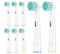 Sensitive Gum Care - Cabezales de repuesto para cepillos de dientes eléctricos Oral B, paquete de 8 cabezales de cepillo de cerdas suaves sensibles para Oral B Pro, Genius, Vitality. Blanco