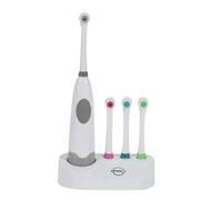 SENSLY - SB0026 Cepillo de Dientes Eléctrico - Diseñado para Higiene Bucodental Completa - Set con 3 Recargas - 4 Cabezas con Anillos de Color - Funciona con 2 Pilas