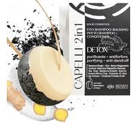 Senso Naturale Champu y Acondicionador Sólido Detox Purificante Anticaspa Para Pelo Graso No Reseca las Puntas, Carbón Vegetal, Árbol de Té, Jengibre, 100% Natural, Bio y Vegano, pH 4.5-5 (2 en 1)