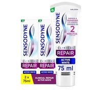 Sensodyne Clinical Repair Active White, Pasta Dentífrica Blanqueante para Dientes Sensibles, Pack de 2 x 75 ml