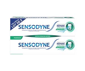 Sensodyne Dentifrice Répare & Protège, Pour les Dents Sensibles, Apporte une Protection Longue Durée, Menthe Fraîche, Lot de 2x75ml